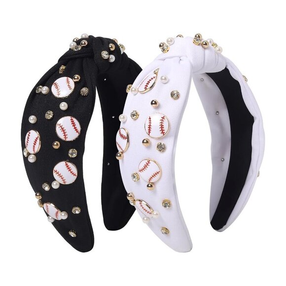 Baseball Headband Women Rhinestone Pearls 2-Pack Sport Accessories main image 7